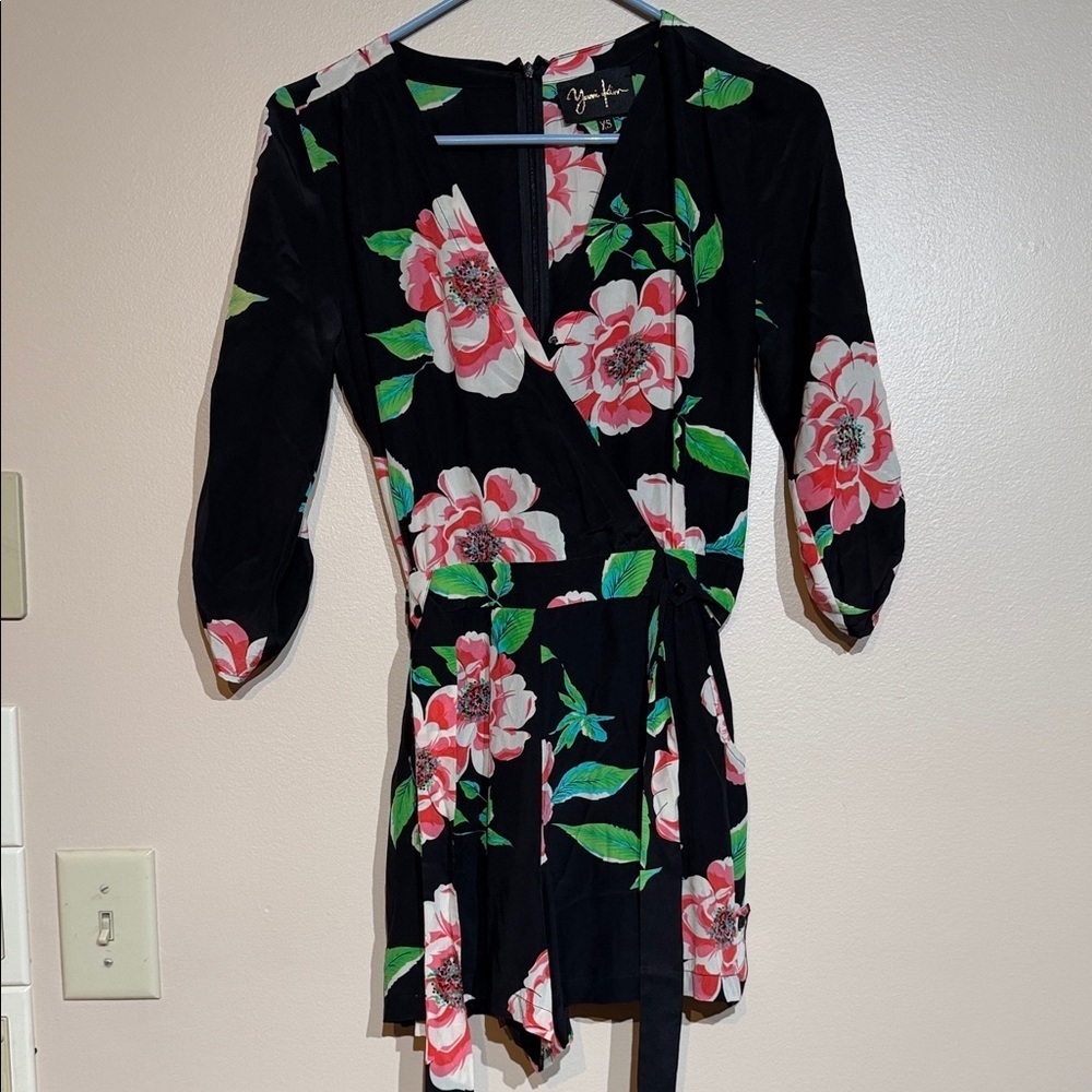 Floral Black Wrap Dress